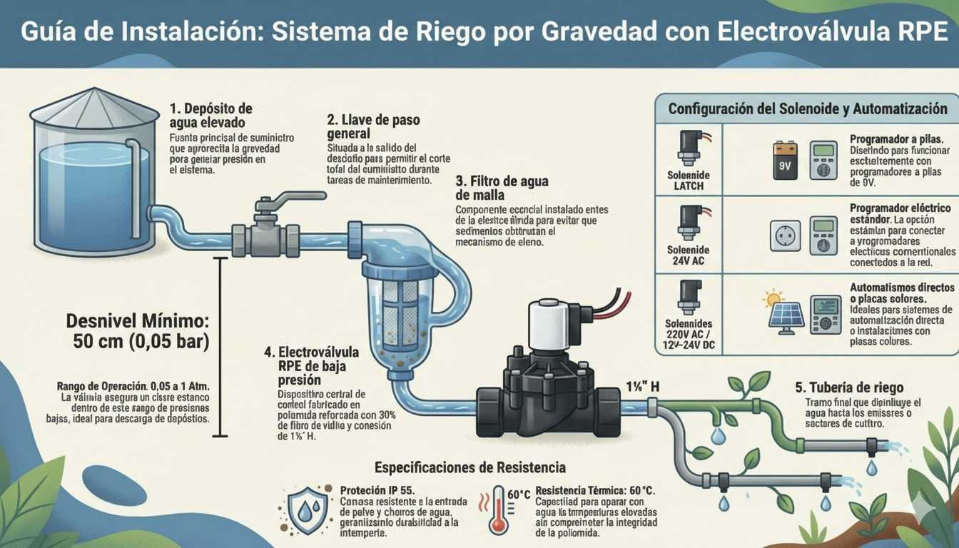 Guía Completa: Cómo Automatizar el Riego por Gravedad con la Electroválvula RPE
